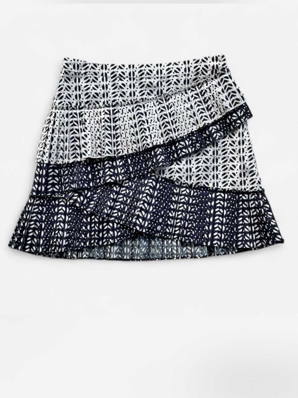 Tanya Taylor Ruffle Pleated Mini Skirt Feminine Flirty Coquette Designer Cotton